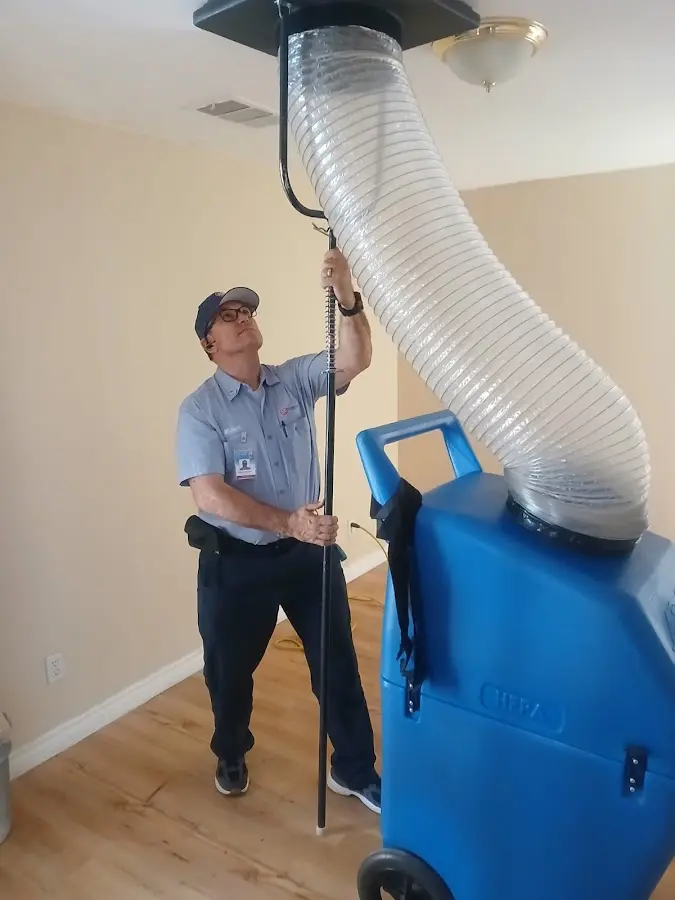 Mini Split Installation technician using HEPA equipment in Perris